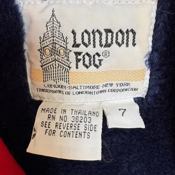 London Fog 7 Red Hooded Jacket Fleece Lined Classic Preppy Luxury Vintage Style